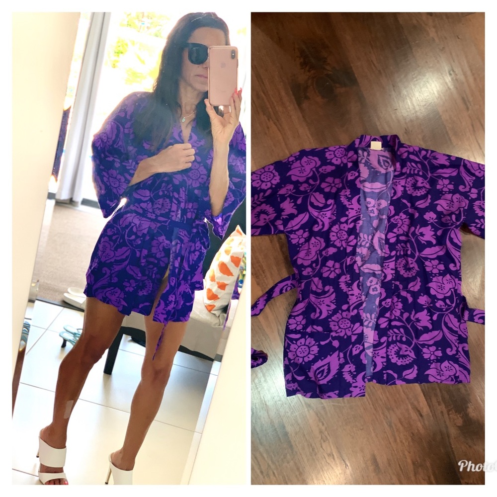 Vintage 70s purple Hawaiian Kimono jacket s